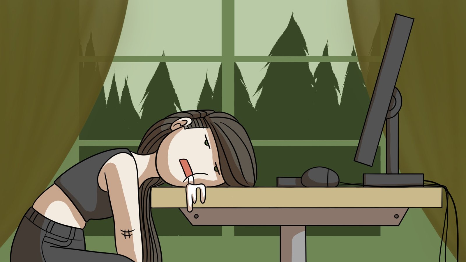 A simplified illustration of Louis drooling.