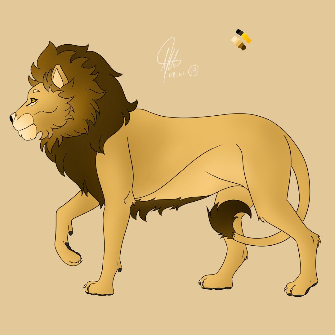 A stylised drawing of a lion