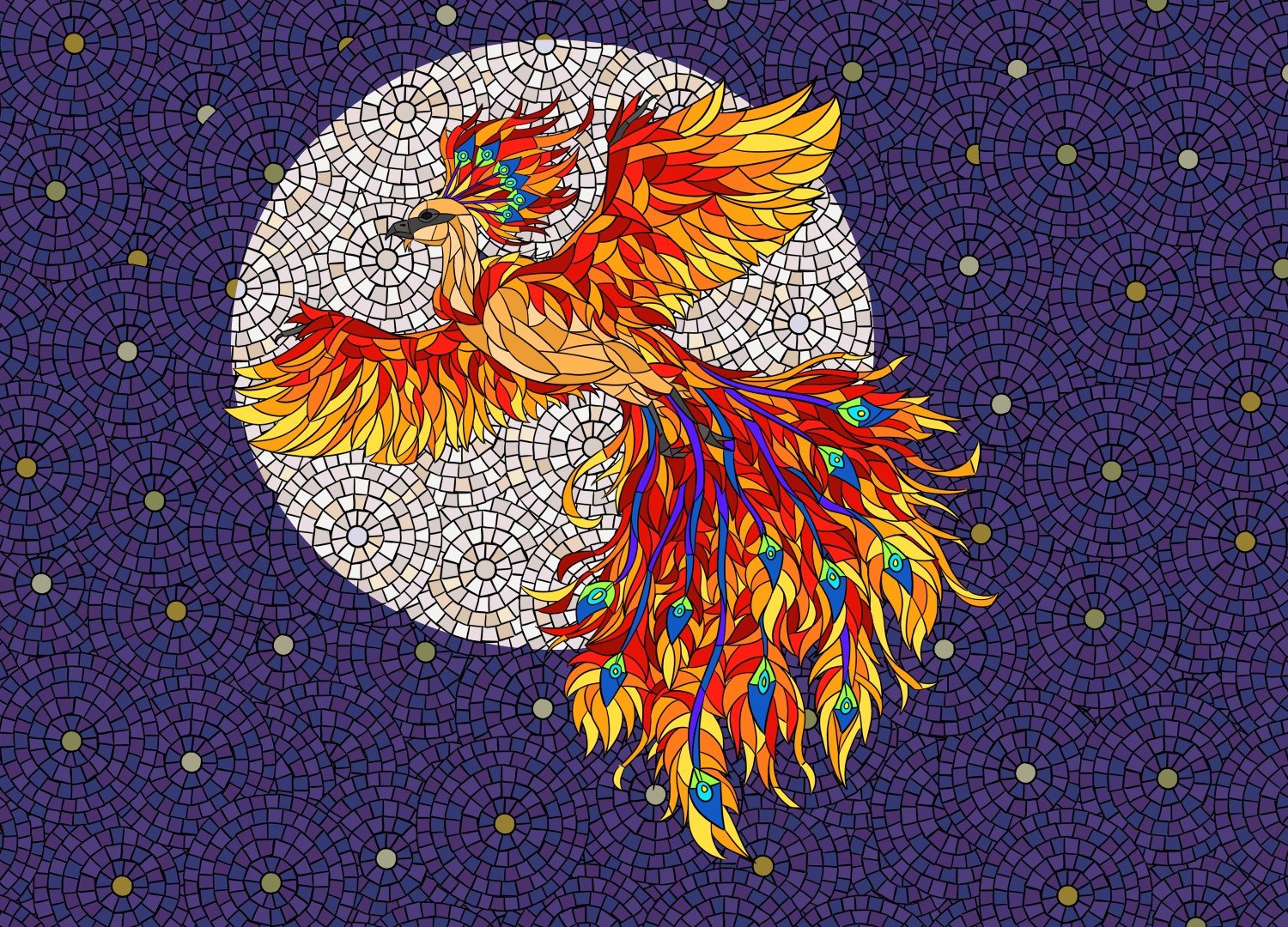 An illustration of a Phoenix as a mosaic